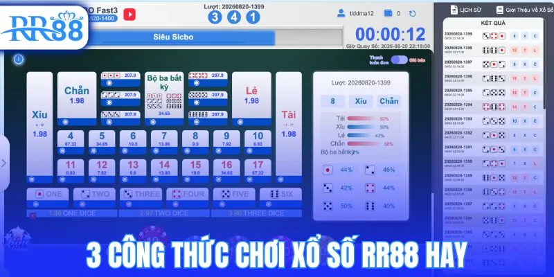 3 công thức chơi xổ số RR88 hay
