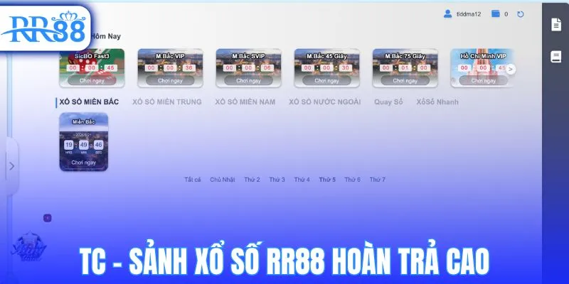 TC - Sảnh xổ số RR88 hoàn trả cao